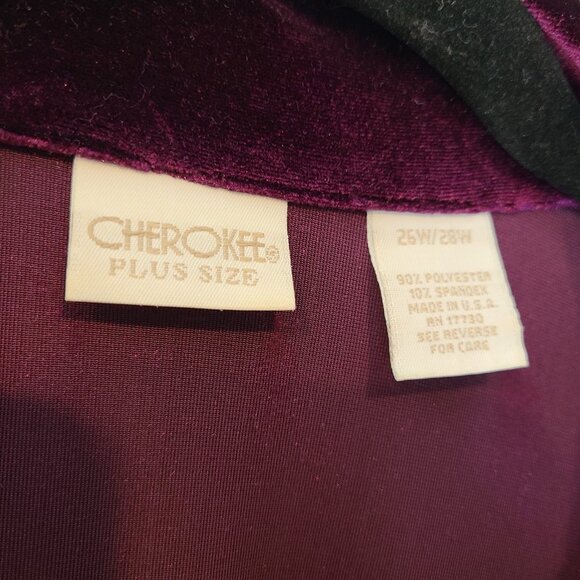 Vintage Velvet Top Deep Purple Button Down Shirt Holiday Jacket 26W 90s Grunge - Picture 5 of 6